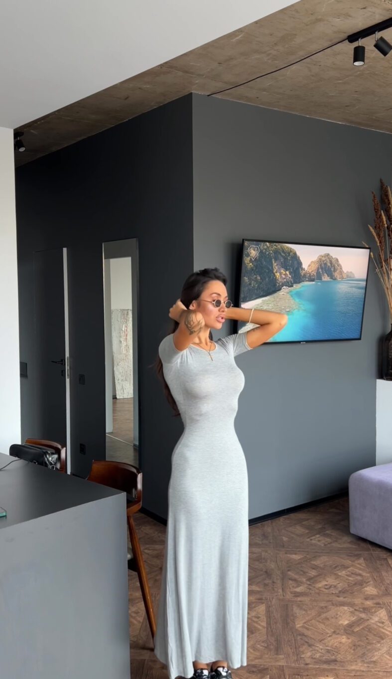 485 - сукня сірий меланж