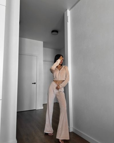 Брюки на низькій посадці з велюру