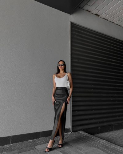 Спідниця максі з еко-шкіри