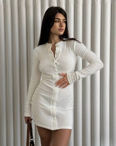 Сукня міні на ґудзиках з ангори рубчик