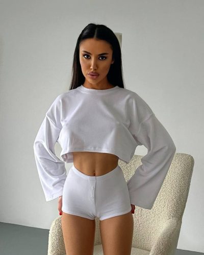 Піжамний вкорочений лонгслів