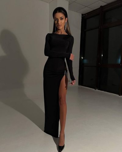 Сукня максі з мікромасла з бахромою зі стразів