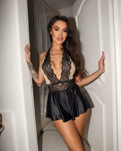 Домашній комбінезон з біфлекс-шовку, мережива та сітки