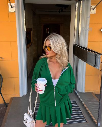 Костюм з двухнитки зі спідницею та худі